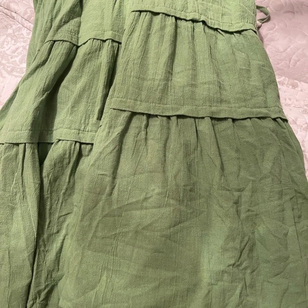 NWOT FREE PEOPLE Green Somewhere Sunny Drop Waist Halter Maxi Dress SZ: L - Picture 5 of 5